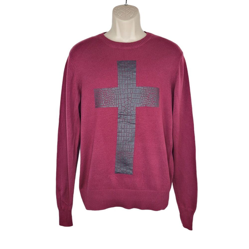 G by Guess Mens Pullover Sweater Size Medium Cross Elephant Print